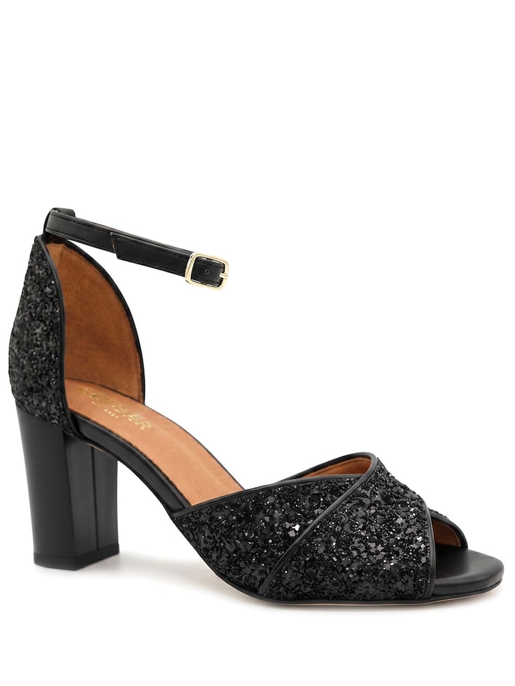 Jones Bootmaker Black Yasmina Leather High Block Heel Sandals - Image 2 of 6