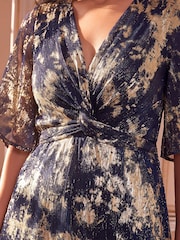 Roman Blue Flutter Foil Twist Dress - Image 4 of 4
