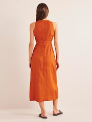 Boden Orange Cut-Out Linen Midi Dress - Image 2 of 6