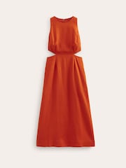 Boden Orange Cut-Out Linen Midi Dress - Image 6 of 6