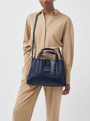 Radley London Medium Blue Sloane Street Faux Croc Effect Zip-Top Grab Bag - Image 1 of 5