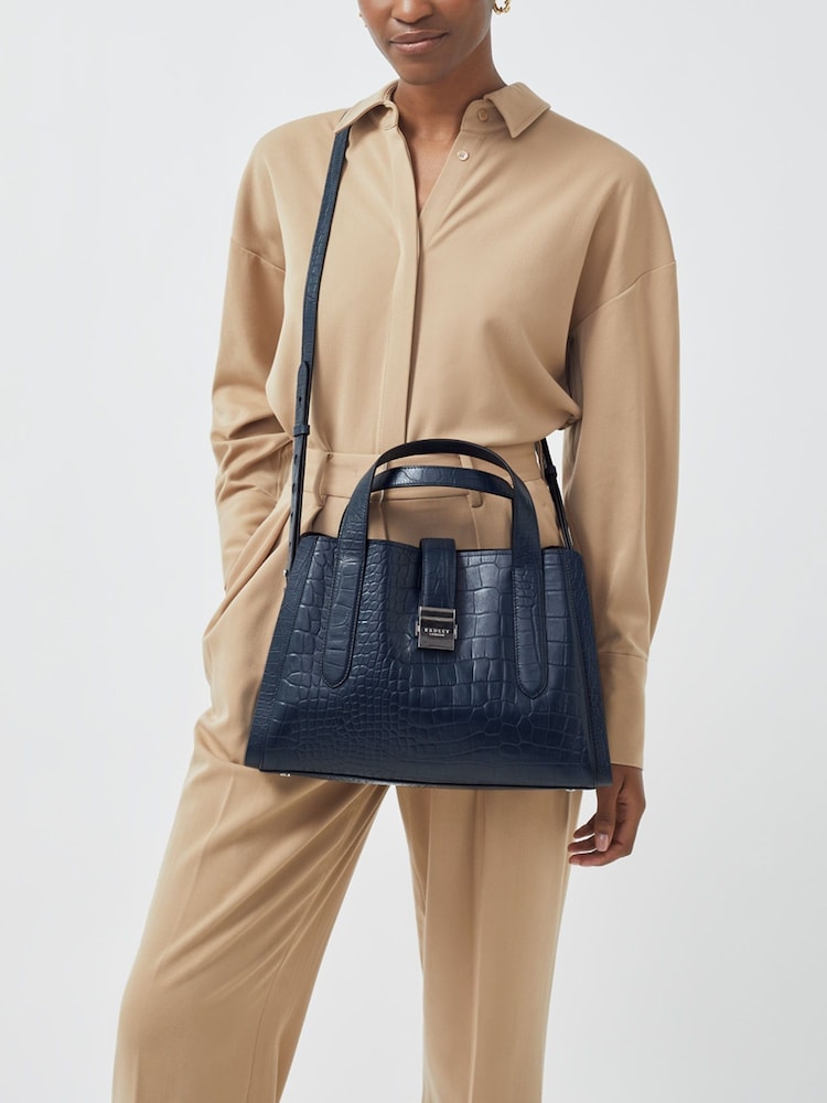 Radley London Medium Blue Sloane Street Faux Croc Effect Zip-Top Grab Bag - Image 1 of 5