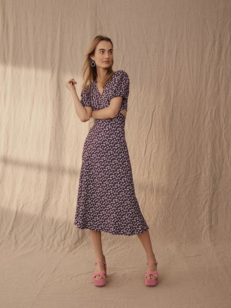 Boden Red Cut-Out Midi Tea Dress - Image 1 of 7