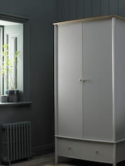Bentley Designs Grey Whitby Scandi Oak Double 1 Drawer Wardrobe - Image 1 of 4