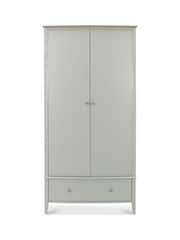 Bentley Designs Grey Whitby Scandi Oak Double 1 Drawer Wardrobe - Image 2 of 4