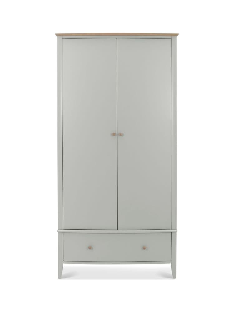 Bentley Designs Grey Whitby Scandi Oak Double 1 Drawer Wardrobe - Image 2 of 4