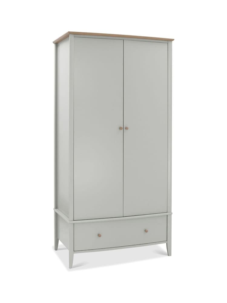 Bentley Designs Grey Whitby Scandi Oak Double 1 Drawer Wardrobe - Image 4 of 4