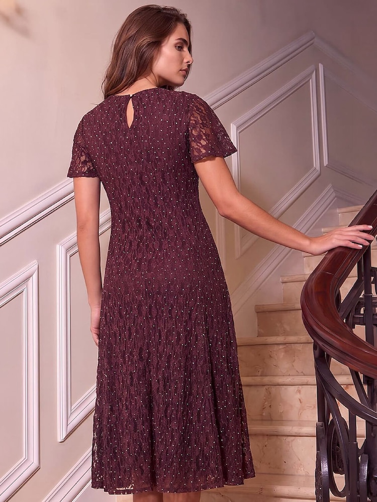 Roman Brown Petite Emb Lace Dress - Image 4 of 4