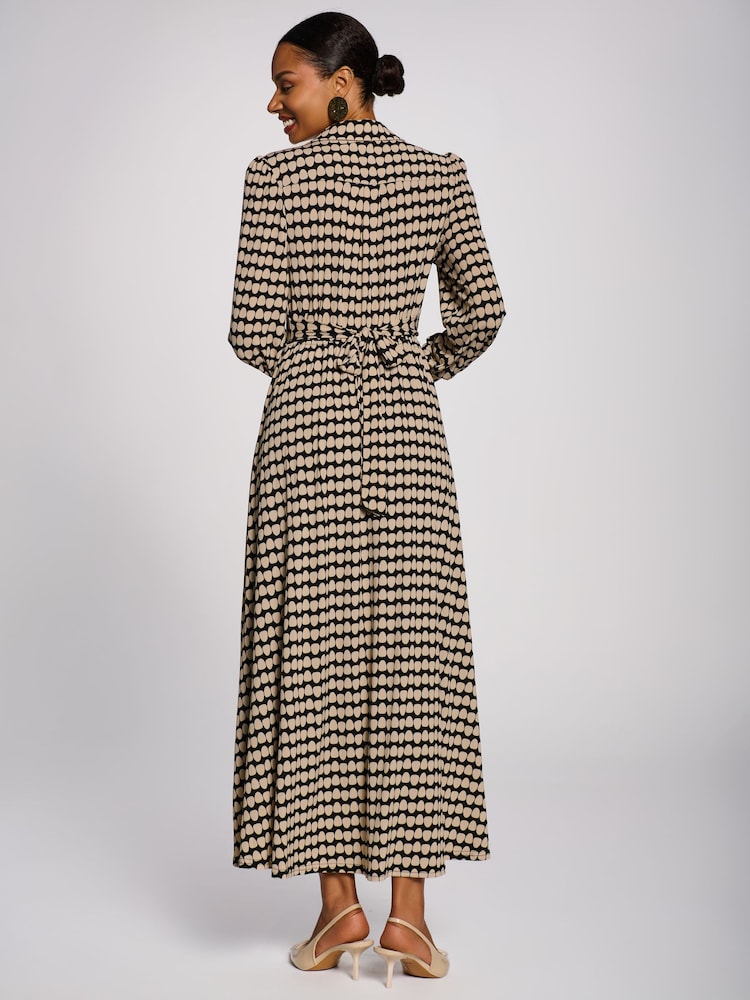 Jolie Moi Stone/Black Long Sleeve Shirt Jersey Maxi Dress - Image 2 of 6