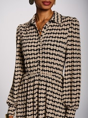 Jolie Moi Stone/Black Long Sleeve Shirt Jersey Maxi Dress - Image 3 of 6