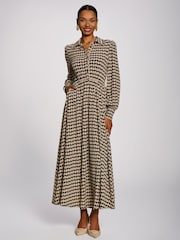 Jolie Moi Stone/Black Long Sleeve Shirt Jersey Maxi Dress - Image 4 of 6