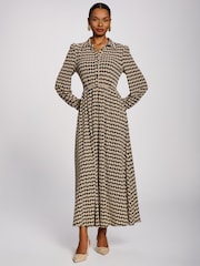 Jolie Moi Stone/Black Long Sleeve Shirt Jersey Maxi Dress - Image 6 of 6