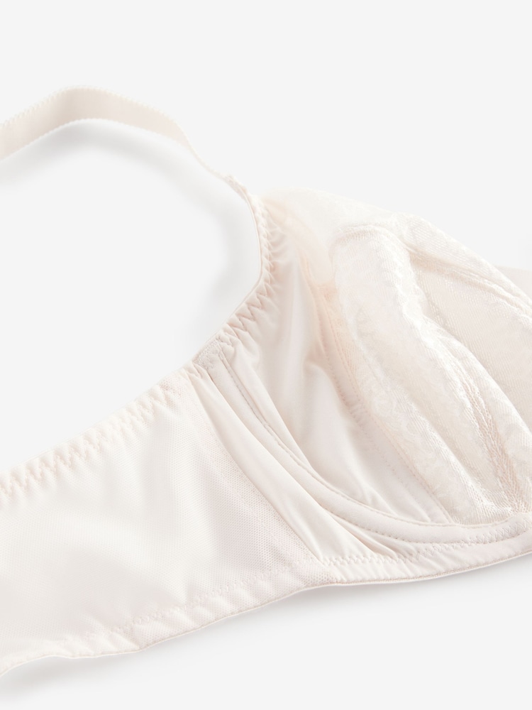 Cream DD+ Non Pad Balcony Smoothing Animal Mesh Underwired with Side Support Bra - Image 8 of 8