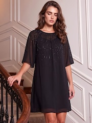 Roman Black Petite Hotfix Tunic Dress - Image 1 of 4