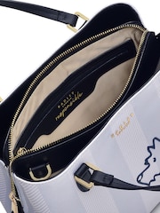 Radley London Medium Palace Gardens Stripe Zip-Top Multiway White Bag - Image 4 of 6