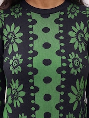 Roman Green Spot Floral Knit Dress - Image 4 of 4