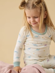 MORI Cream Dino Print Supersoft Pyjamas Set - Image 3 of 6