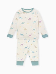 MORI Cream Dino Print Supersoft Pyjamas Set - Image 4 of 6
