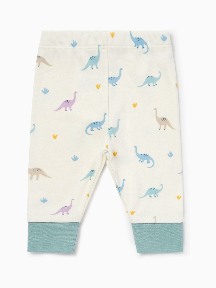 MORI Cream Dino Print Supersoft Pyjamas Set - Image 6 of 6