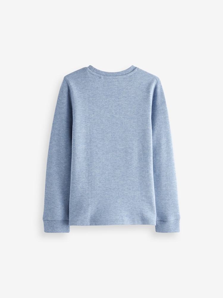 Blue/Navy Long Sleeve Thermal Tops 2 Pack (2-16yrs) - Image 3 of 5
