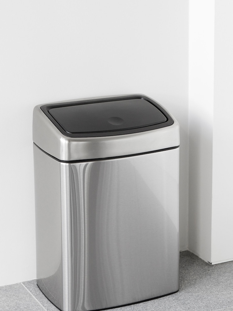 Brabantia Silver 10 Litre Rectangular Touch Bin - Image 1 of 4