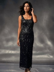 Roman Black Embellished Maxi Dress - Image 2 of 4