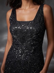 Roman Black Embellished Maxi Dress - Image 4 of 4