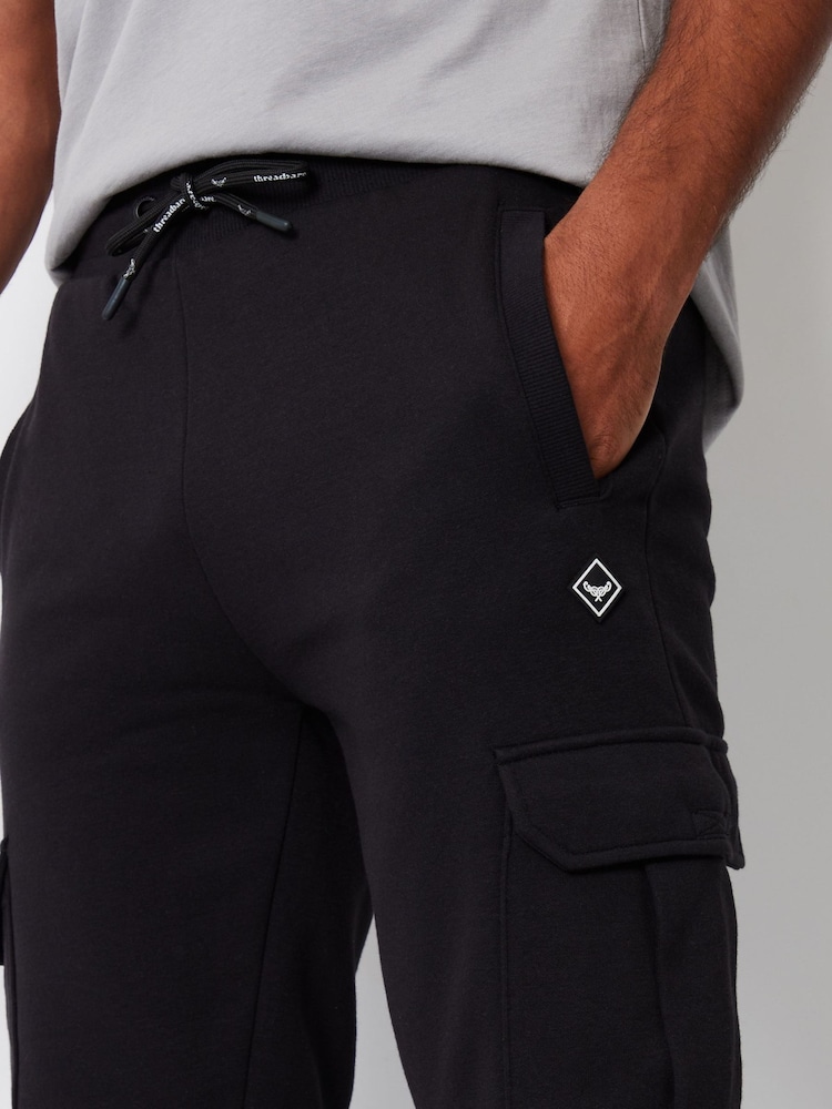 Threadbare Black Cargo Style Joggers - Image 4 of 4