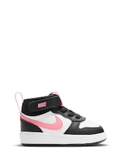 Nike White/Black/Pink Toddler Court Borough Mid Trainers - Image 1 of 8