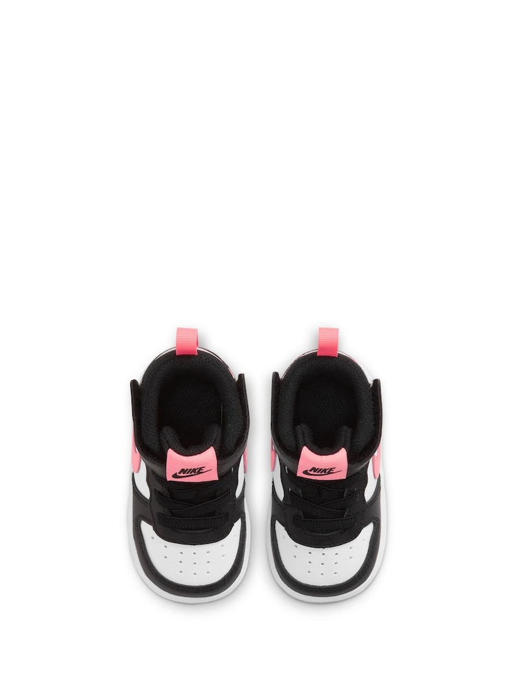 Nike White/Black/Pink Toddler Court Borough Mid Trainers - Image 4 of 8