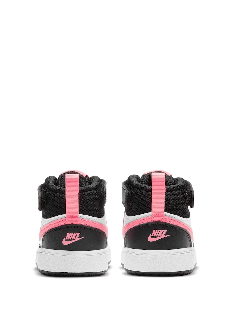 Nike White/Black/Pink Toddler Court Borough Mid Trainers - Image 5 of 8