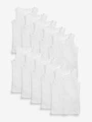 White Lace Trim 10 Pack Vests (1.5-16yrs) - Image 1 of 4