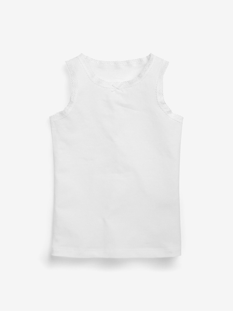 White Lace Trim 10 Pack Vests (1.5-16yrs) - Image 2 of 4