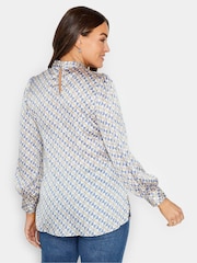 M&Co Blue High Neck Satin Blouse - Image 2 of 4