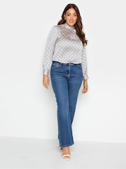 M&Co Blue High Neck Satin Blouse - Image 3 of 4