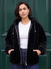 Roman Black Faux Fur Hood Jacket - Image 1 of 4