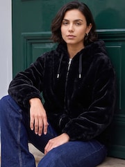 Roman Black Faux Fur Hood Jacket - Image 2 of 4