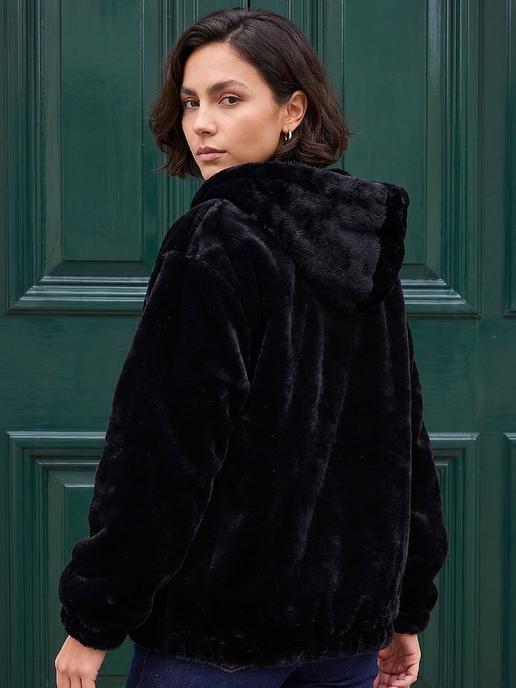 Roman Black Faux Fur Hood Jacket - Image 4 of 4