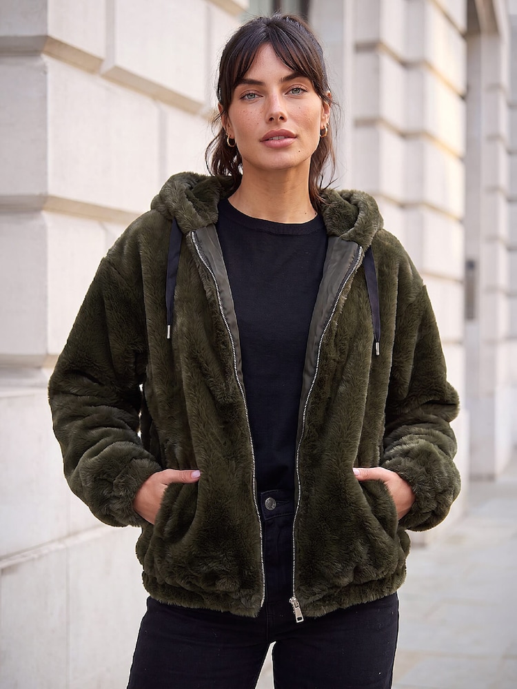 Roman Green Faux Fur Hood Jacket - Image 1 of 4