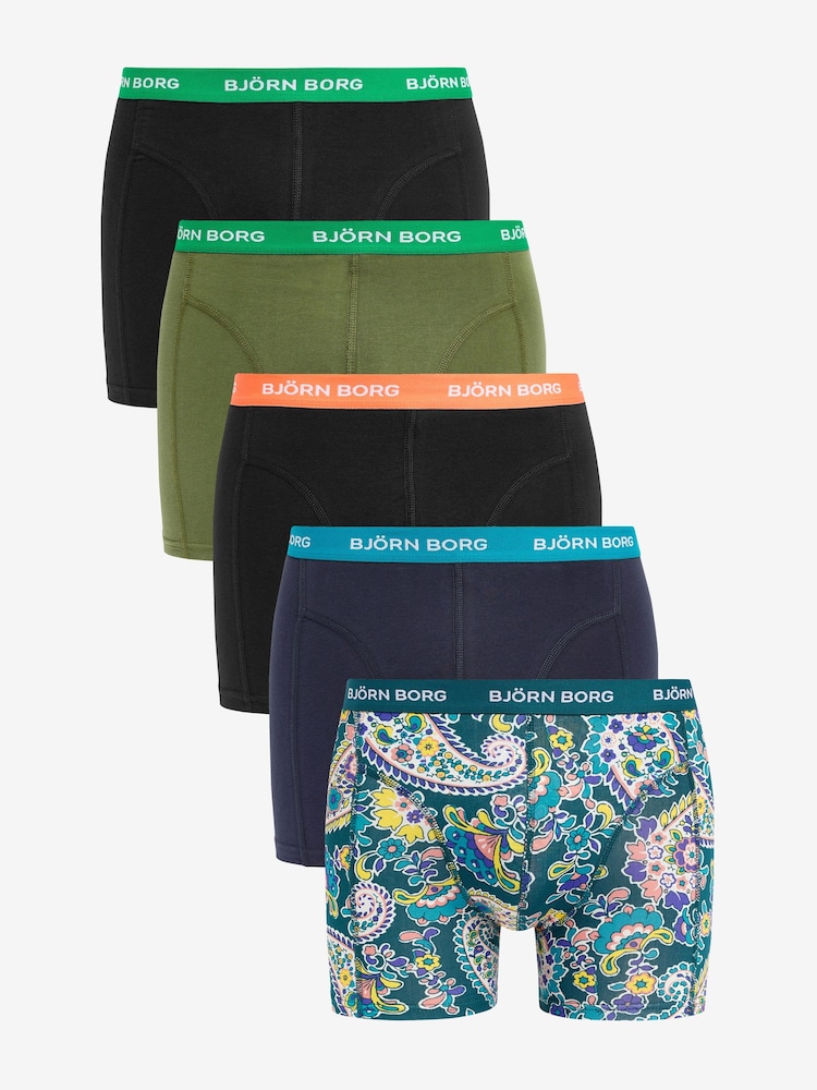 Bjorn Borg Black Cotton Stretch Boxer 5 Pack - Image 1 of 6
