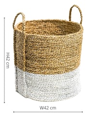 Ivyline Set of 2 White Seagrass Log and Kindling Baskets - Image 1 of 5