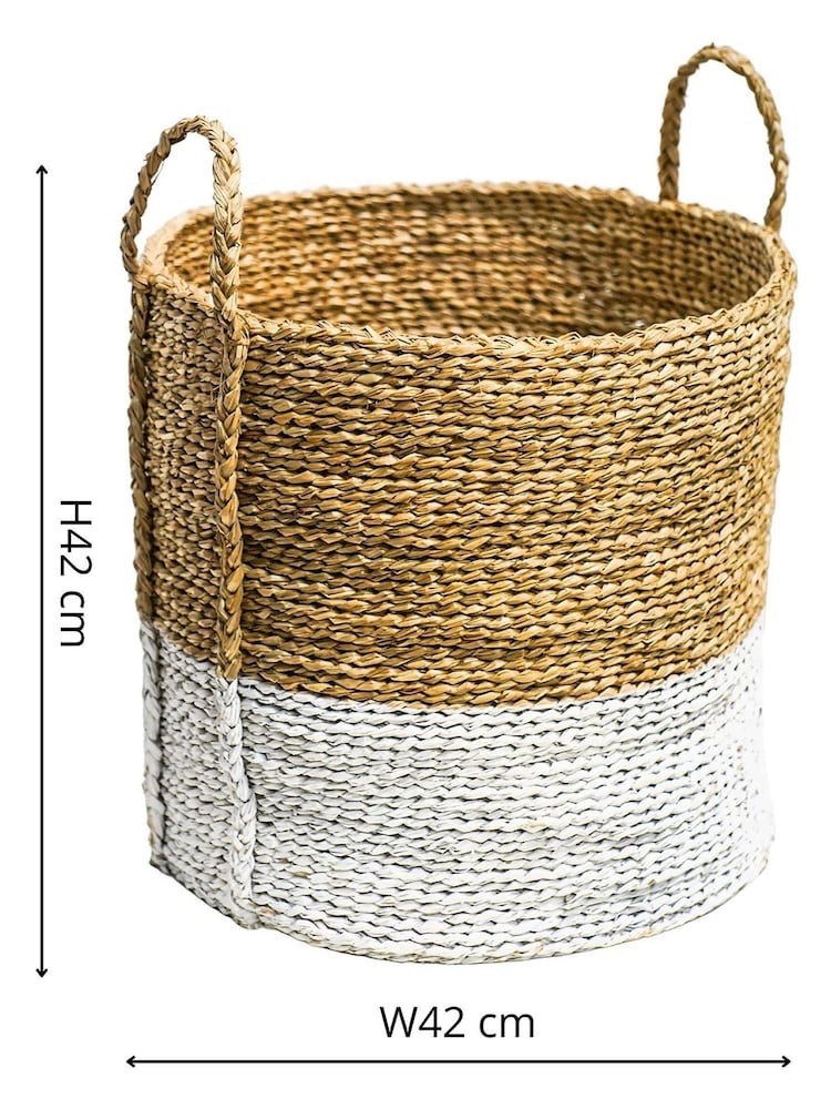 Ivyline Set of 2 White Seagrass Log and Kindling Baskets - Image 1 of 5