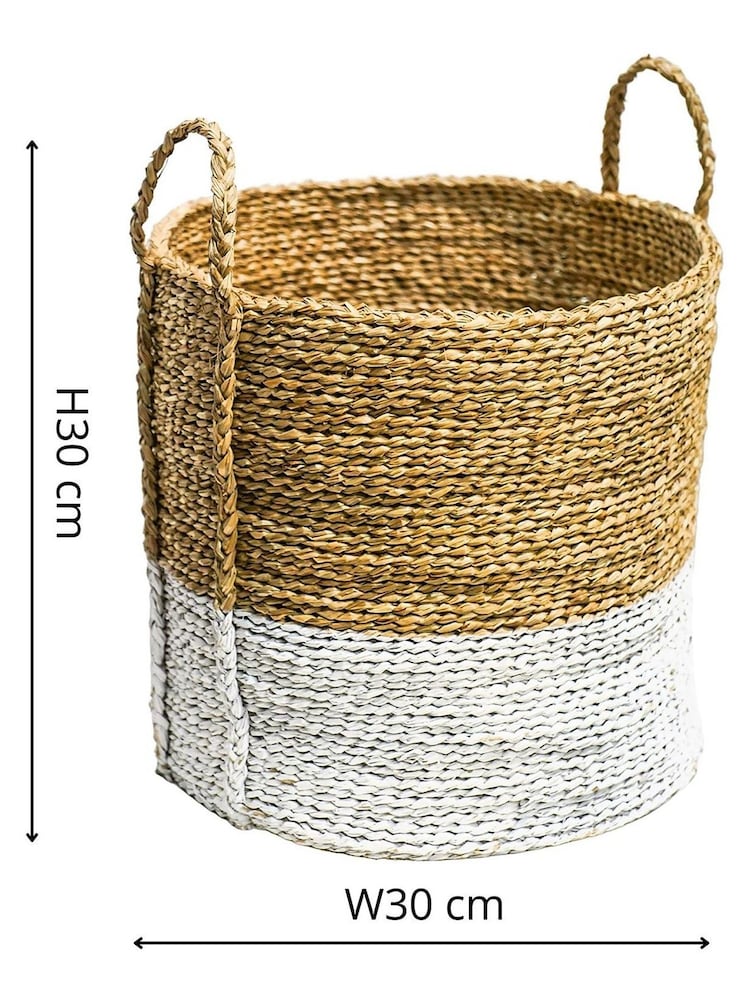 Ivyline Set of 2 White Seagrass Log and Kindling Baskets - Image 2 of 5
