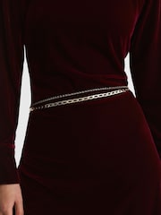 Reiss Gold/Black Isla Adjustable Double Chain Rhinestone Belt - Image 1 of 4