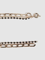 Reiss Gold/Black Isla Adjustable Double Chain Rhinestone Belt - Image 3 of 4