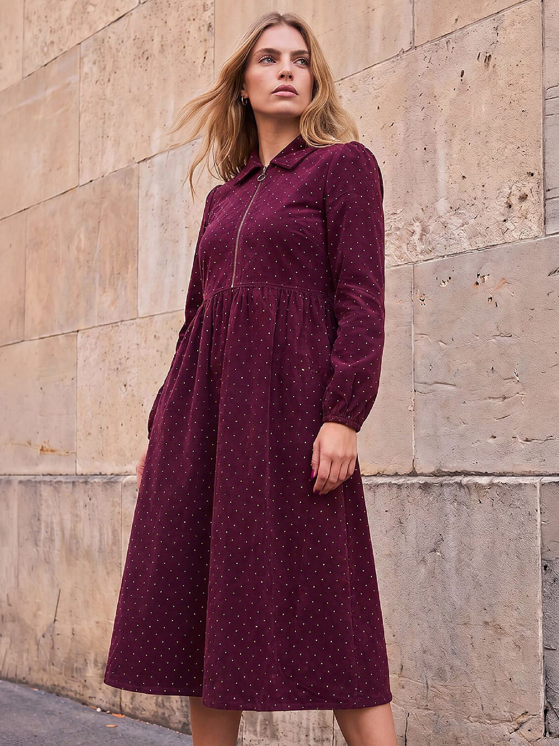 Roman Women's Wine Spot Zip Cord Midi Dress Size 18 - Image 2