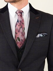 Navy Blue Slim Fit Trimmed Check Suit: Jacket - Image 4 of 11