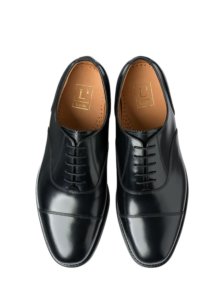 Chaussures Oxford Loake 300BRG noires à bout rapporté - Image 3 of 5