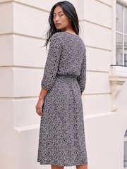 Roman Purple Petite Floral Shirred Waist Dress - Image 4 of 4