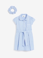 Blue Gingham Rich Belted School Dress With Scrunchie (3-14yrs) - Image 16 of 16